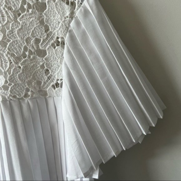 Zara Pleated Lace Top Blouse Babydoll Semi Cropped B - Picture 6 of 13